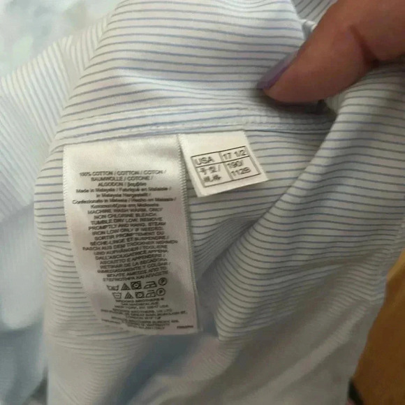 Men’s Brooks Brothers Madison Blue And White Button Down Shirt Size 17 1/2 35 - Picture 4 of 4